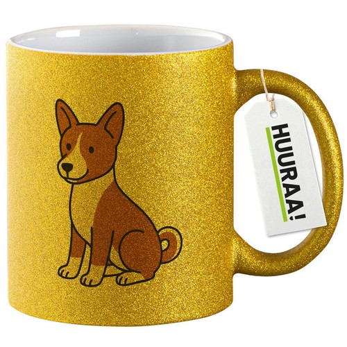 Tazza glitter basenji fumetto - glitter,