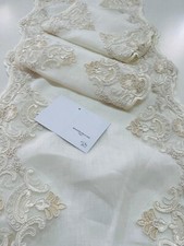 Centro Tavola 3 pezzi Puro Lino Panna Lavorato ai bordi Versatile Made in Italy