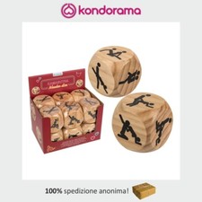 Coppia di grandi dadi in legno con figure posizioni gioco del Kamasutra 6x6 cm