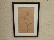 QUADRO CHINA SU CARTA STUDIO ANATOMIA ENRICO COLOMBOTTO ROSSO CON CORNICE LEGNO