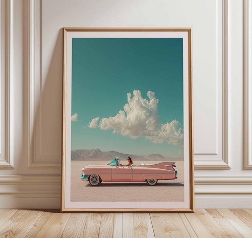 Poster cadillac rosa - poster, retrò
