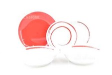 Servizio Di Piatti Penso Bianco Rosso Ceramica Da 6 Persone+2 Insalatiere - 20 P