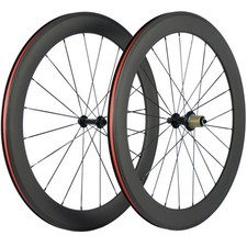 Set ruote bici da strada in carbonio profondità 60 mm larghezza 23 mm clincher 3k mozzo opaco R13