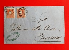 1860 miss. lombardo veneto con 2 bolli 5 soldi franc. gius. dent. 14 ve-tricesim