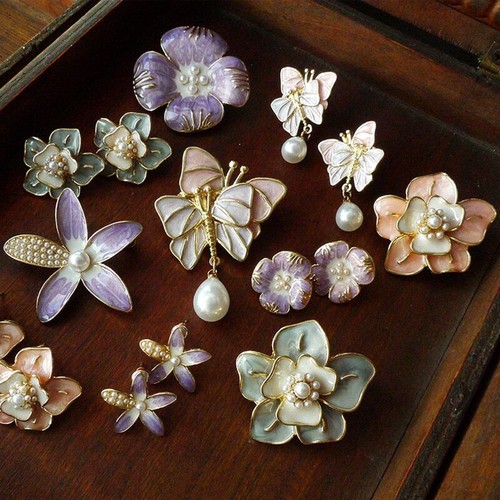 Spilla retrò farfalla fiore