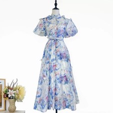 Abito Lungo Floreale Blu Con