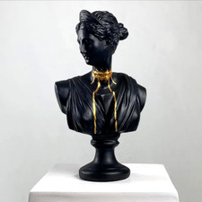 Artemide scultura in marmo dorato, mitologia greca statua dea busto...