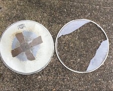 X2 Testine 14" Vintage Yamaha U2 BA Rullante Batter Head anni 80 Ricambi Progetto Arte Indossati