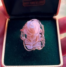 Anello cammeo vintage argento 925 oro giallo misura 7,5 fiori regolabile