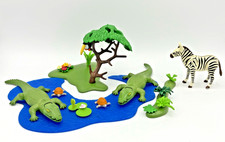 Playmobil coccodrillo tartaruga zebra tucano albero laghetto natura selvaggia zoo safari Africa