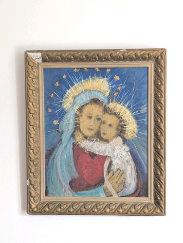 Dipinto olio madonna con - olio,