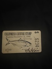 Francobollo licenza pesca American Shad California 1966