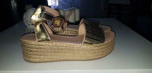 Sandali donna zeppa oro - 36,