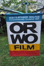 Altes Reklameschild/Fahne/Banner DDR ORWO FILM,VEB Filmfabrik Wolfen,Original