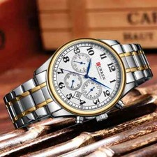 x Orologio Da Polso Curren 8466 Uomo Business Cronografo Bicolore Silver lac