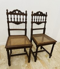 Sedia In Legno  Enrico II In Quercia Con Seduta In Paglia Di Vienna D’ Epoca.