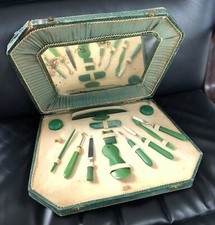 ANTICO SET manicure pedicure BACHELITE SPECCHIO anni 40 GERMANY 13 PZ COFANETTO