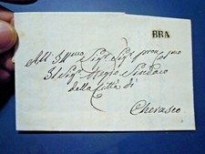 PREFILATELICA STORIA POSTALE DA BRA PER CHERASCO - 1842