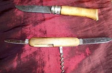 2 coltellini - OPINEL N°7  La main couronnée / Svizzero con cavatappi vintage