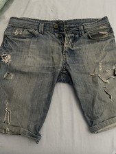 Jeans Corti Officina 36 Bermuda Denim Taglia 32 Twister Pantaloni Strappati