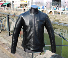 Giubbotto Giacca in Vera Pelle di Agnello Guendj Stile Moto – Nero