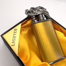 Briquet dragon brossé - or, –