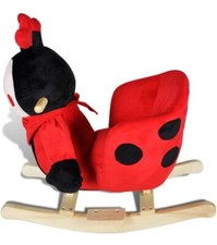 Cavallino a Dondolo in Legno e Peluche a forma di coccinella colorata