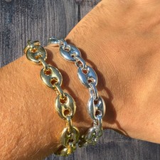 Bracciale Gucci soffiato 12 mm - vero argento sterling 925 massiccio o oro 14 carati Vermeil