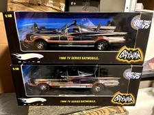 DUE (2) HOT WHEELS ELITE BATMAN 1966 TV SERIES BATMOBILE CHROME EDITION 1:18