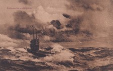 CARTOLINA MILITARE ,SOTTOMARINO E DIRIGIBILE - WW1