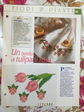 Schema punto croce Ricamo Fiori e piante Un bordo di tulipani 