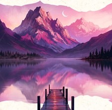 Quadro fantasia lago molo