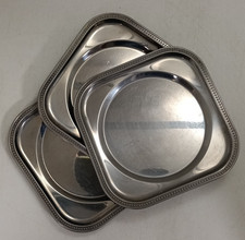 LOTTO 4X PIATTINI INOX SOTTOBICCHIERI VASSOIETTI Vintage acciaio