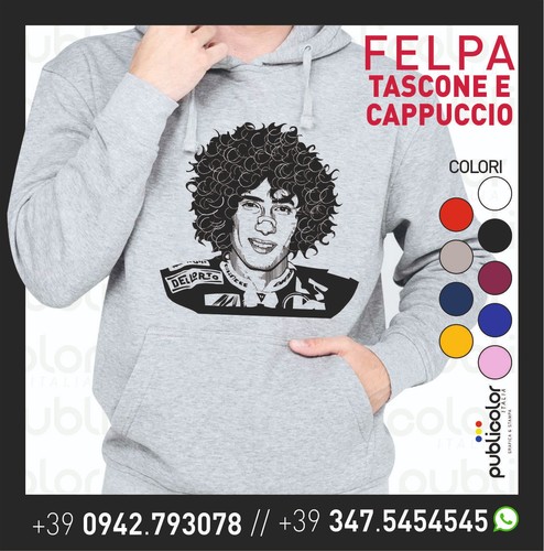Felpa cappuccio tascone stampa - cappuccio,