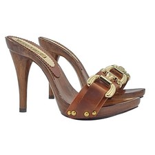 Zoccoli donna cuoio con