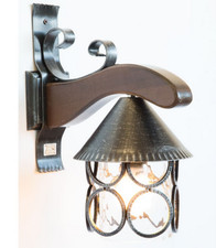 LINEA BAITA CRUCCOLINI LANTERNA DA MURO in legno ferro e vetro soffiato 1 luce