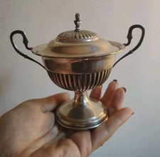 ZUCCHERIERA con CUCCHIAINO in ARGENTO 800 - Anni 40' - 95 Grammi - Italia