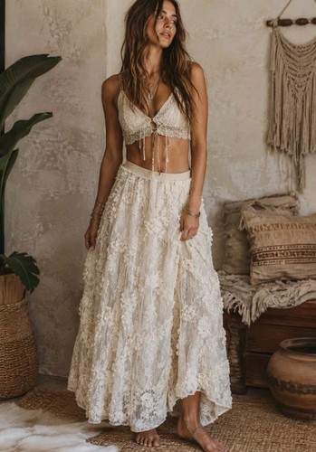 Maxi gonna donna panna 3d - maxi,