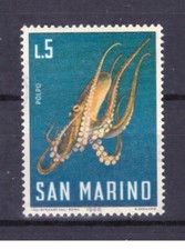 Francobolli San Marino 1966 Fauna Marina Pesci 5 L.  MNH Polpo  SAS725