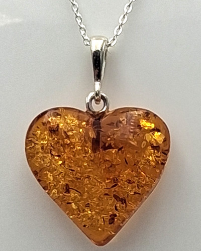Ciondolo cuore ambra - ciondolo, 925