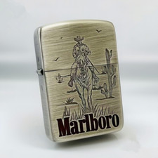 Accendino cowboy Zippo 1941 replica Marlboro - inciso e dipinto - made in USA