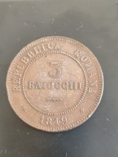 ITALIA REPUBBLICA ROMANA 3 BAIOCCHI 1849 R
