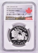 1981 PF70 UCam Canadian $1 dollaro d'argento Trans-Canada Railway NGC