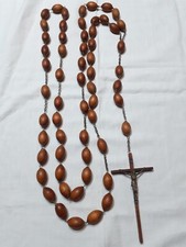 Grande Rosario Vintage Capoletto In Legno Lunghezza m. 1,65 Da Appendere Al Muro