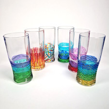 Set Bicchieri Colorati Veneziani Zecchin Highball Sei Made Italy Murano