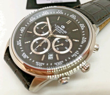 OROLOGIO UOMO LORENZ CRONOGRAFO STILE VINTAGE,ELEGANTE,CINTURINO VERA PELLE NERO