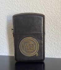 Accendino Zippo Lucky Strike in pelle marrone nuovo mai usato graffi
