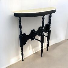 Consolle Midcentury Laccatura Nera   ripiano In Marmo
