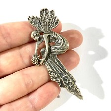 ciondolo spilla vintage argento sterling italiano forma di fata