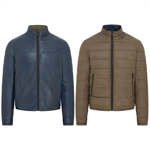 Giubbotto uomo blu marrone
